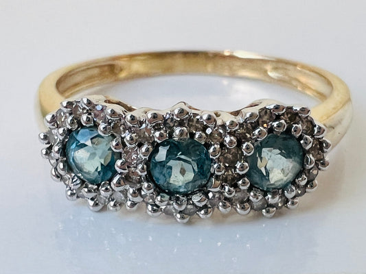 9ct Gold Topaz & Diamond Ring