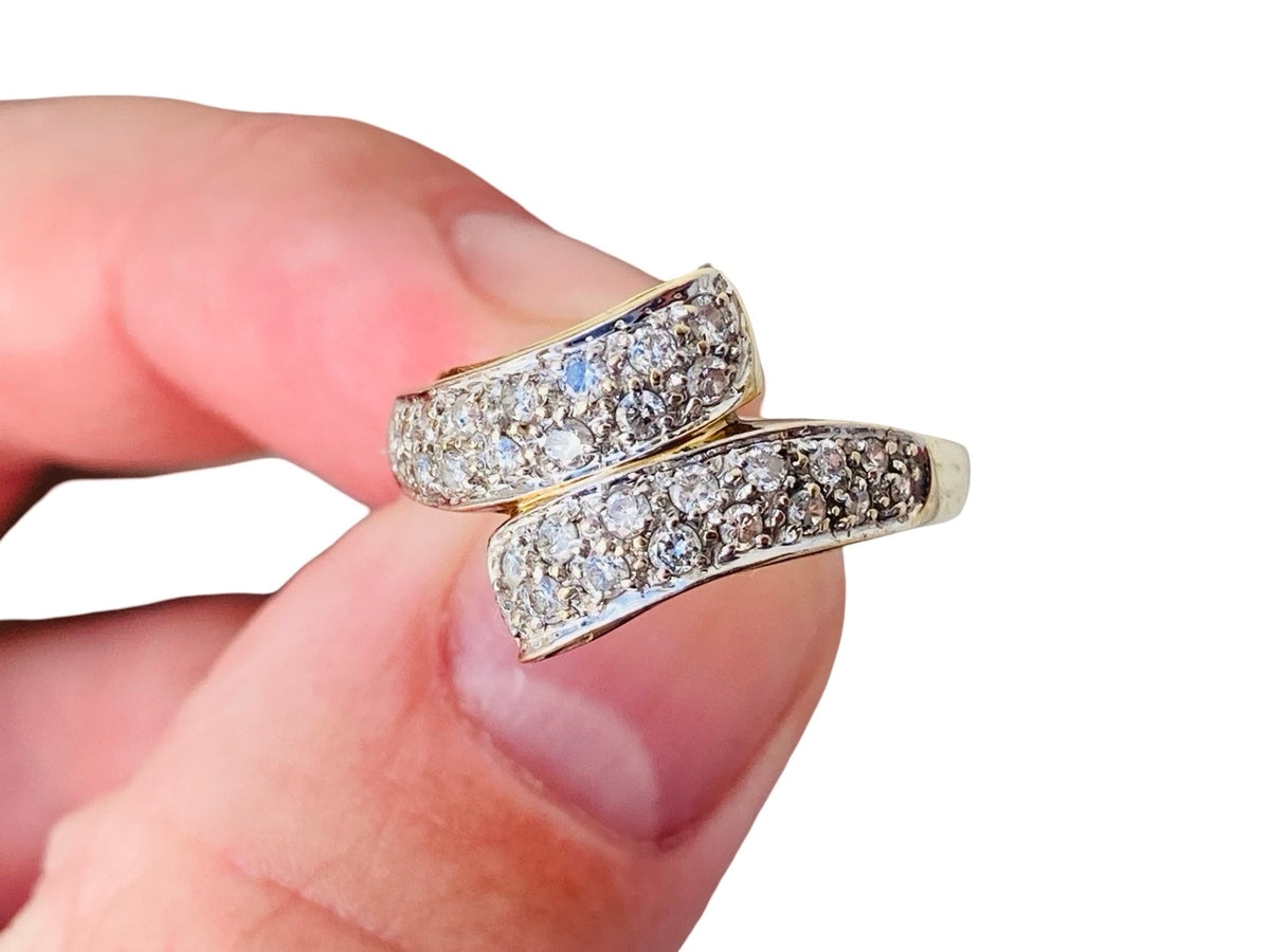 9ct Gold Diamond Crossover Ring