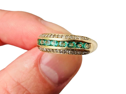 9ct Gold Emerald & Diamond Ring
