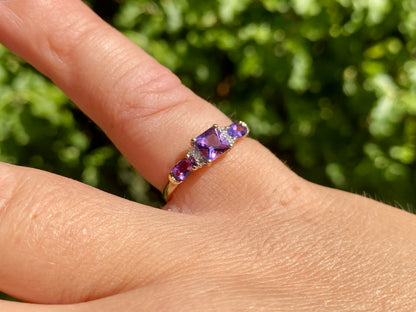 9ct Gold Amethyst & Diamond Ring