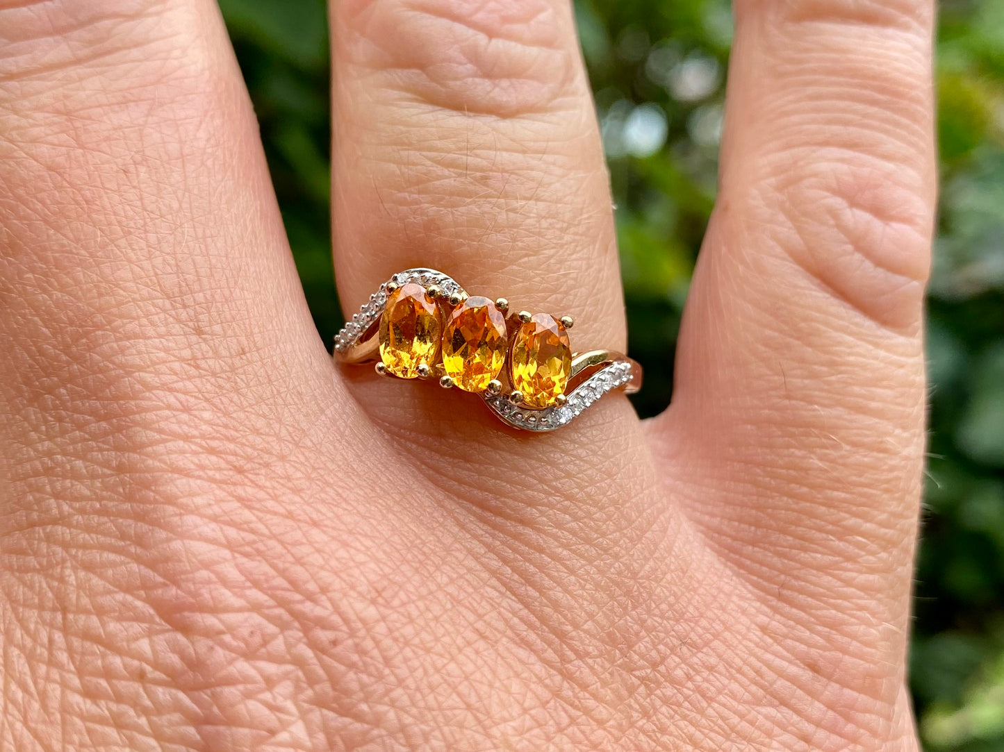 9ct Gold Citrine & Diamond Ring