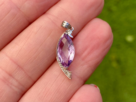 9ct Gold Amethyst & Diamond Pendant