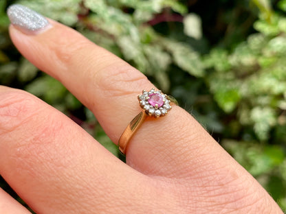 9ct Gold Pink Sapphire & Diamond Ring