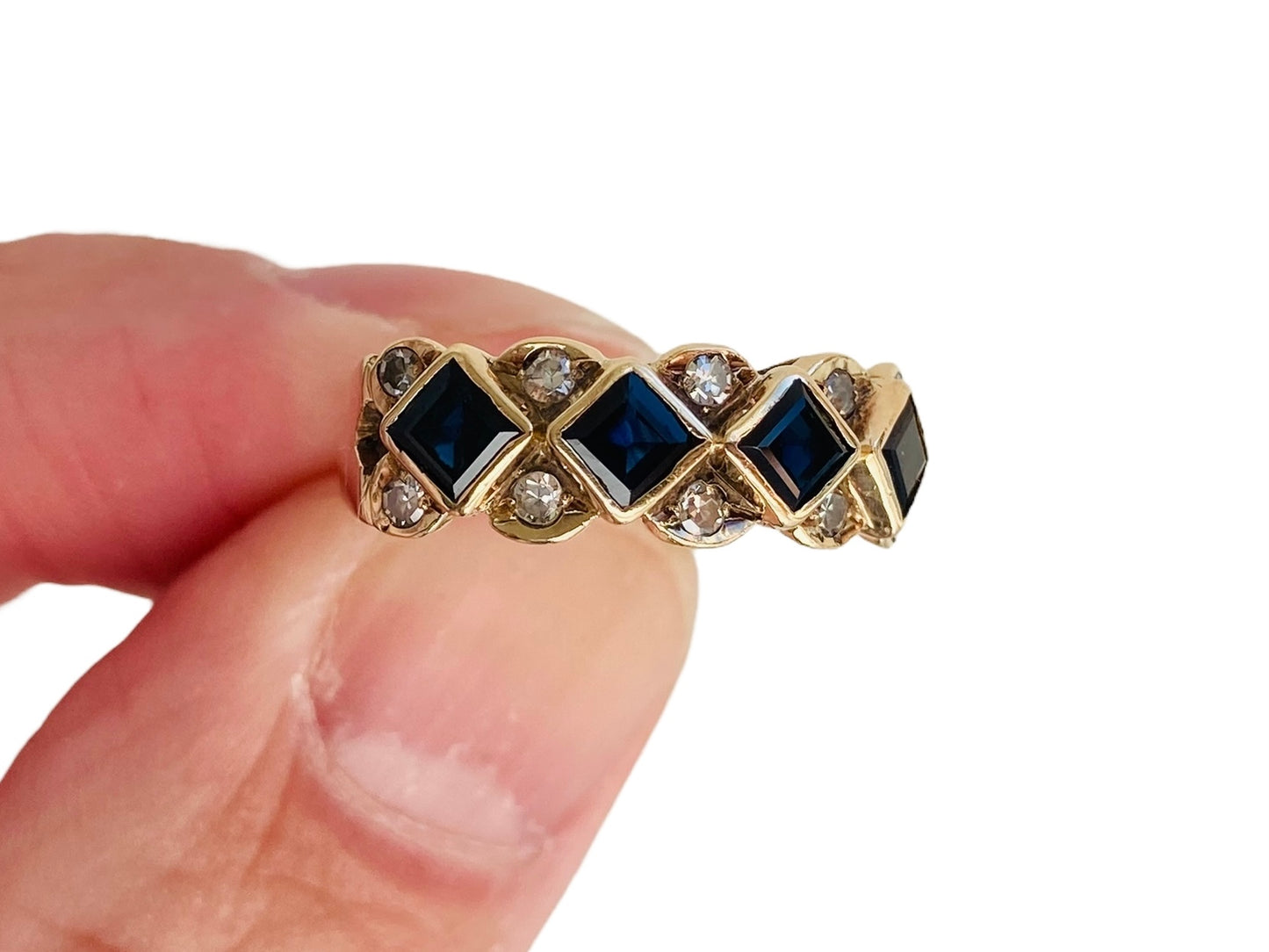 Vintage 9ct Gold Sapphire & Diamond Ring