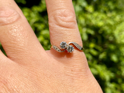 Antique 18ct Gold Two-Stone Diamond Toi Et Moi Ring