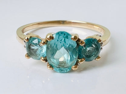 9ct Gold Apatite & Diamond Ring