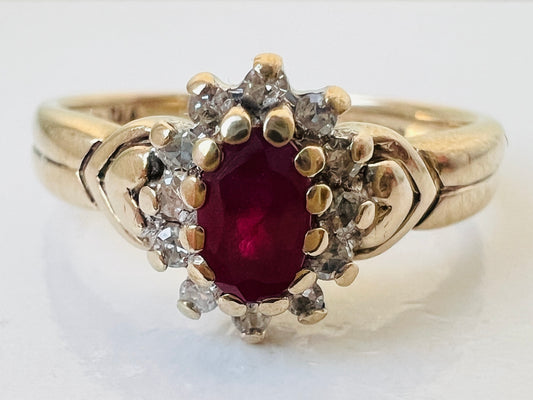 9ct Gold Ruby & Diamond Ring