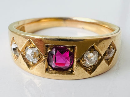 Antique 18ct Gold Ruby & Diamond Ring