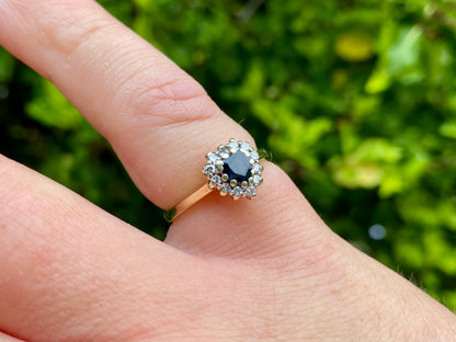 Vintage 9ct Gold Sapphire & Diamond Heart Ring