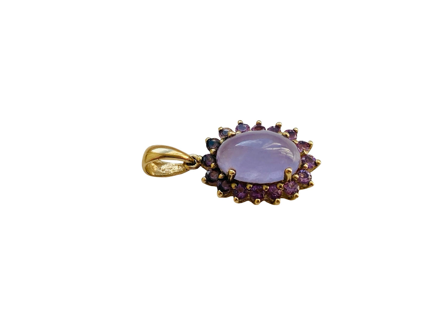 9ct Gold Lavender Jade & Amethyst Pendant