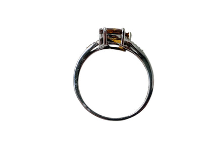 9ct Gold Orange Topaz & Diamond Ring