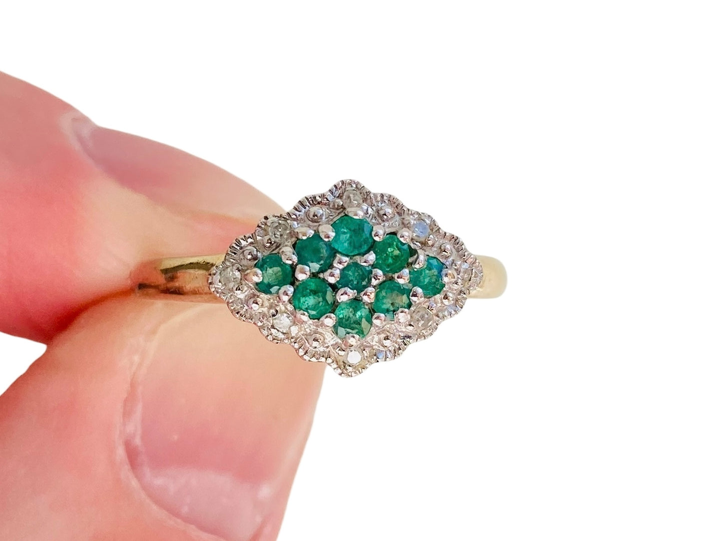 9ct Gold Emerald & Diamond Ring