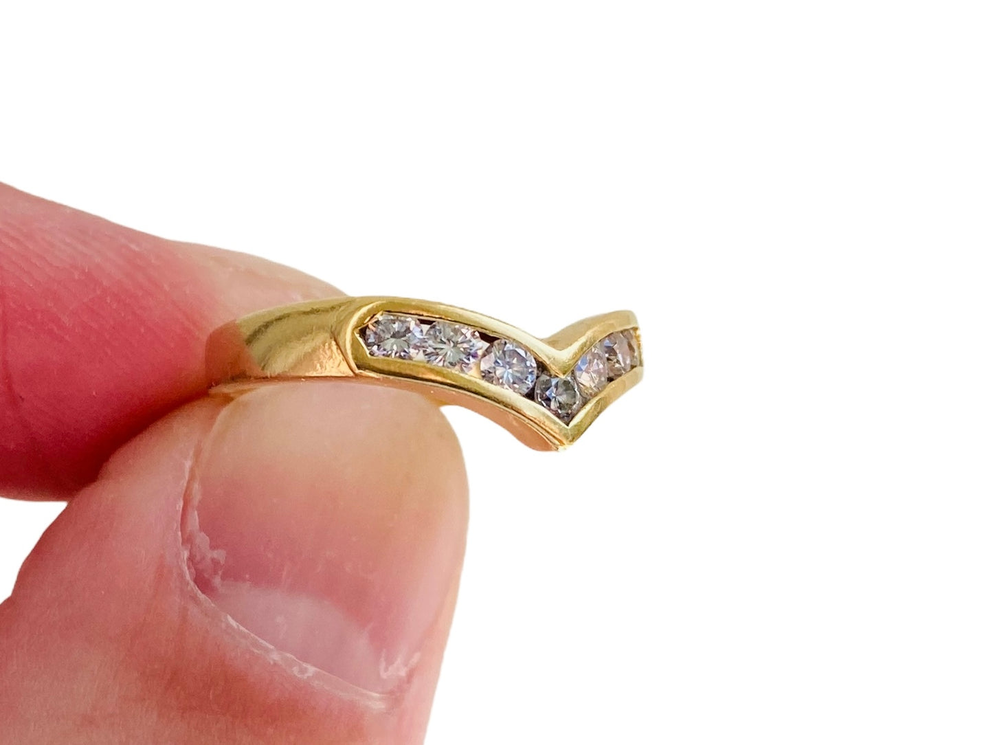 18ct Gold Diamond Wishbone/Chevron Ring