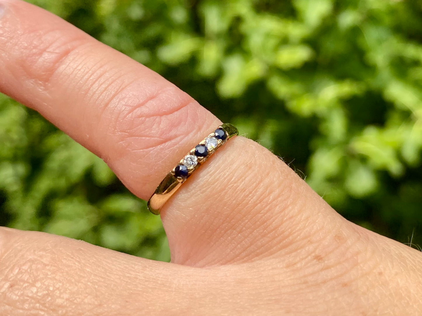 Vintage 9ct Gold Sapphire & Diamond Stacking Ring