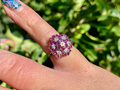 Vintage 9ct Gold Ruby & Diamond Ring