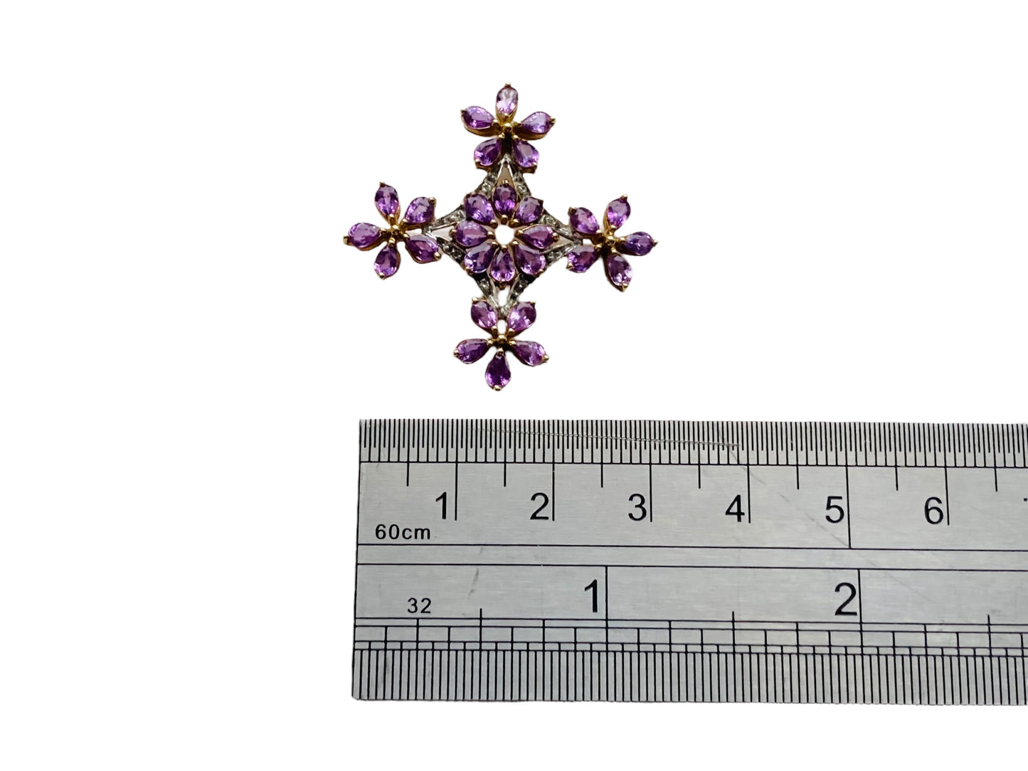 9ct Gold Amethyst & Diamond Pendant
