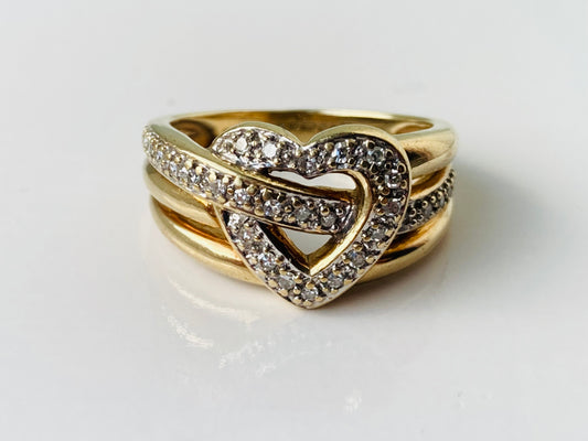 9ct Gold Diamond Heart Ring