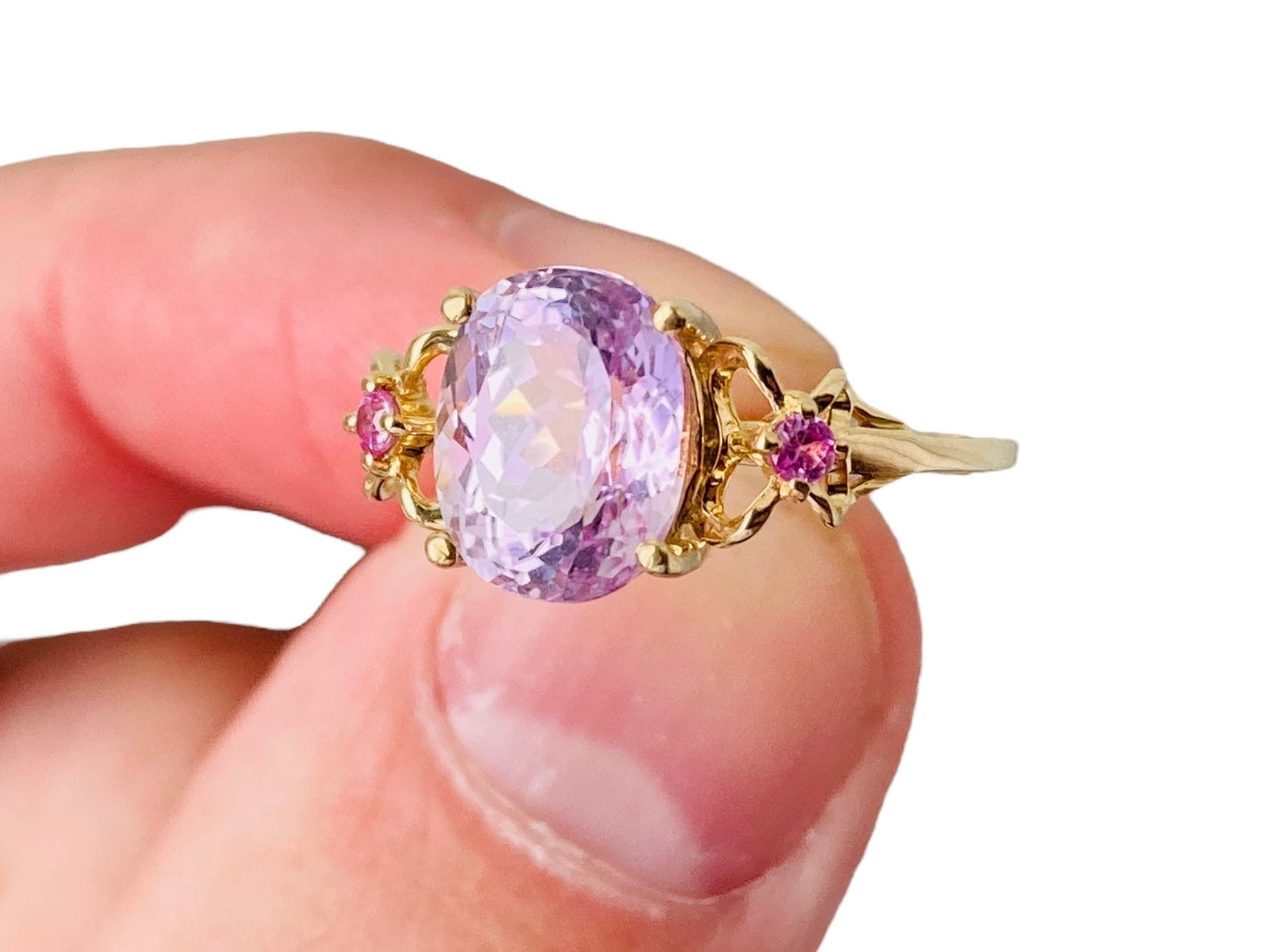 9ct Gold Pink Topaz & Pink Sapphire Ring