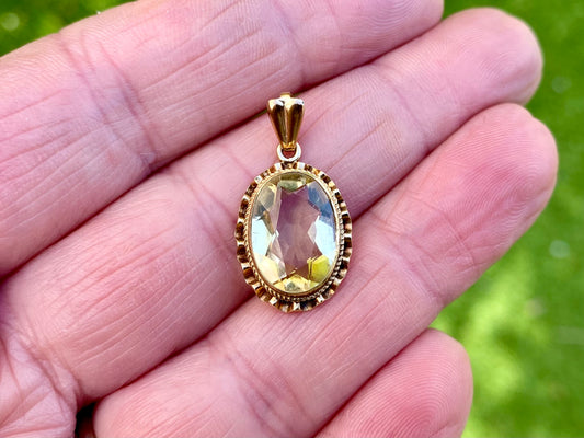 Vintage 9ct Gold Citrine Pendant