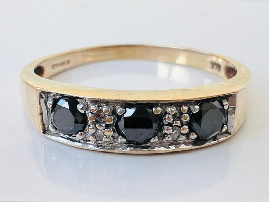 9ct Gold Black & White Diamond Ring