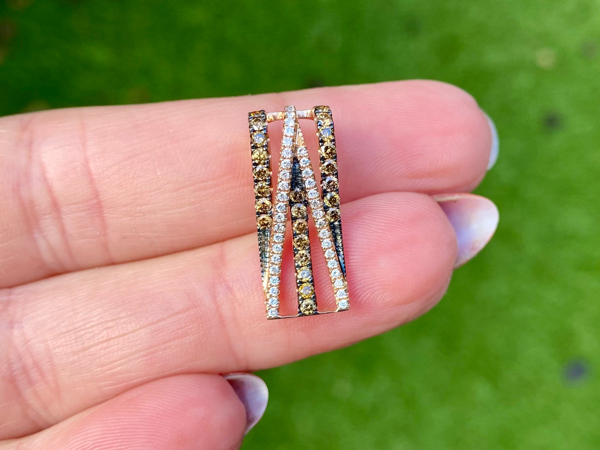 14ct Rose Gold White & Champagne Diamond Pendant