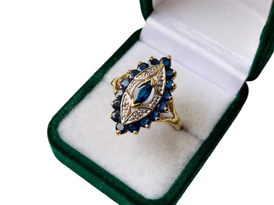 Vintage 9ct Gold Sapphire & Diamond Ring