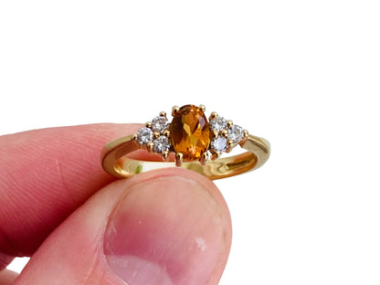 18ct Gold Citrine & Diamond Ring