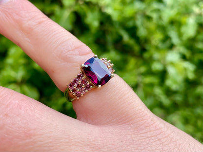 9ct Gold Rhodolite Garnet & Pink Tourmaline Ring