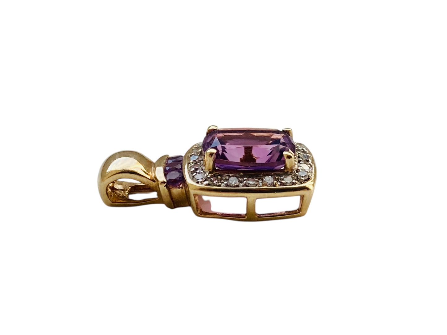 9ct Gold Amethyst & Diamond Pendant