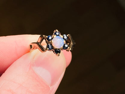 9ct Gold Opal & Sapphire Ring