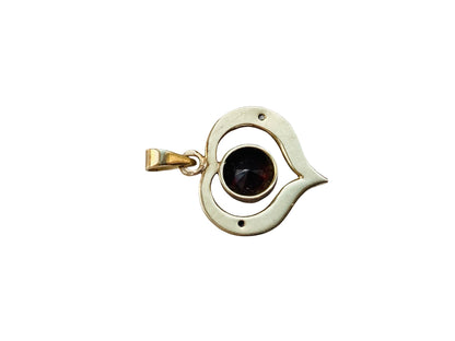 Vintage 9ct Gold Garnet Heart Pendant