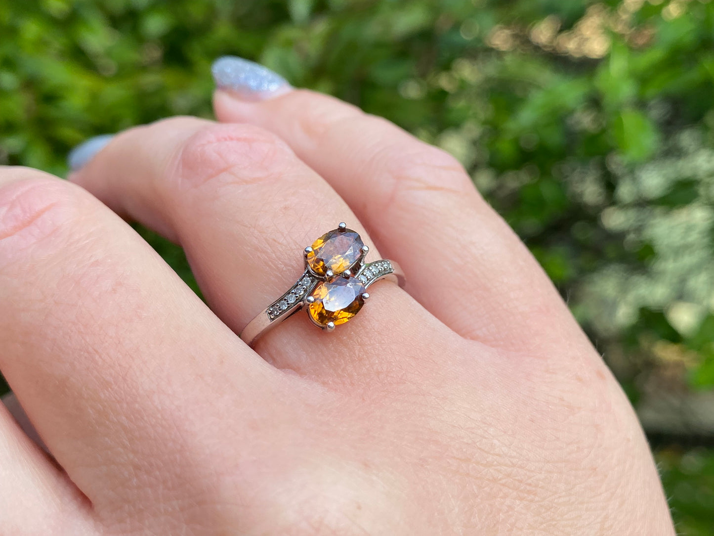 9ct Gold Orange Topaz & Diamond Ring