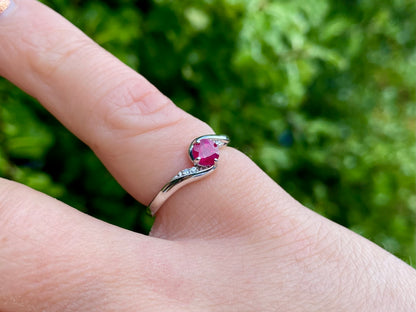 9ct Gold Ruby & Diamond Stacking Ring