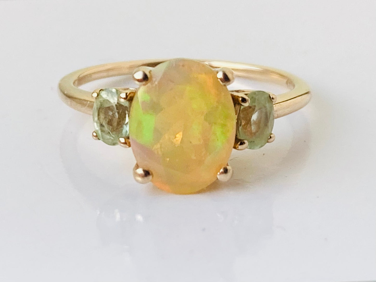 9ct Gold Opal & Tourmaline Ring