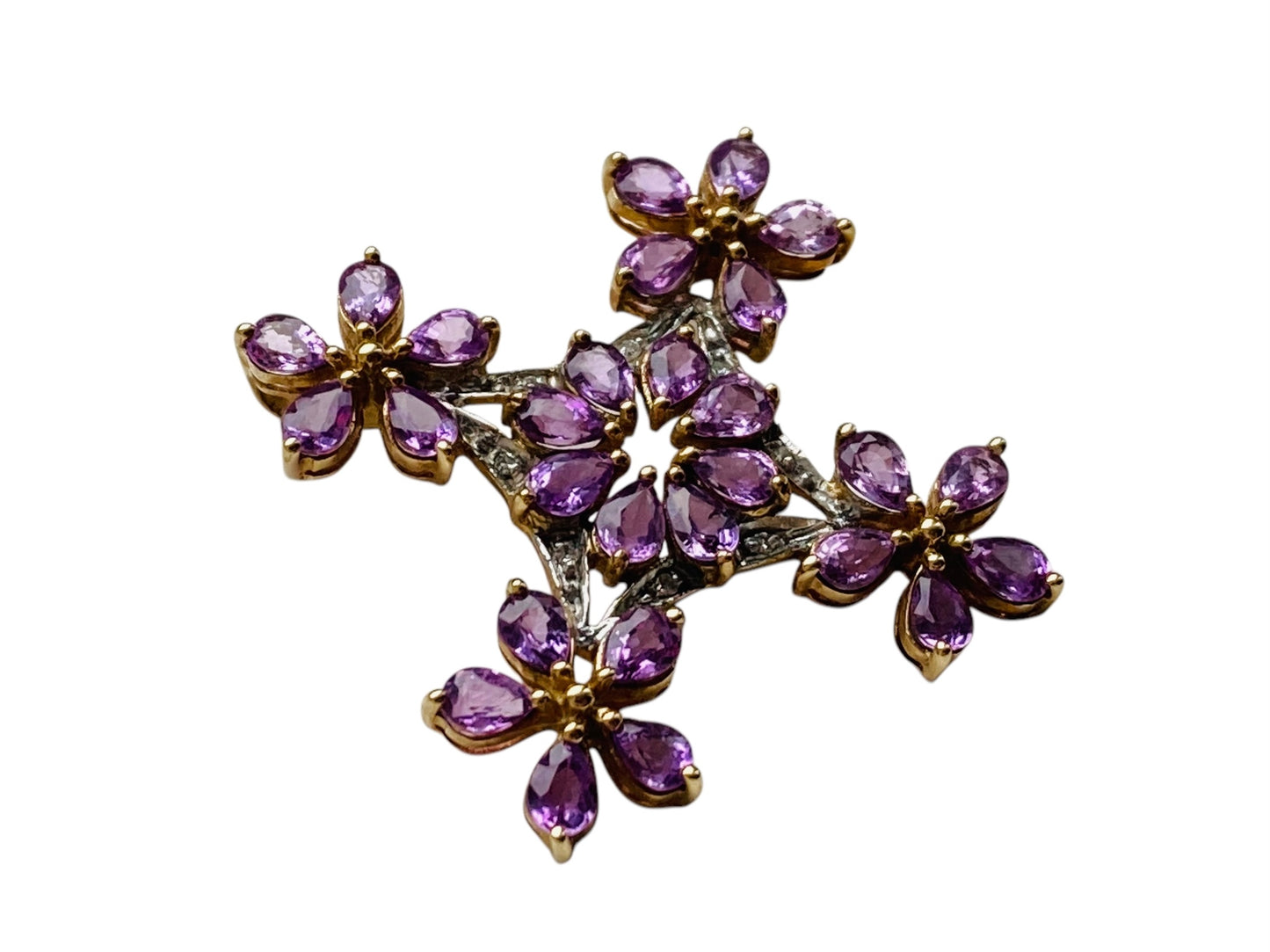 9ct Gold Amethyst & Diamond Pendant