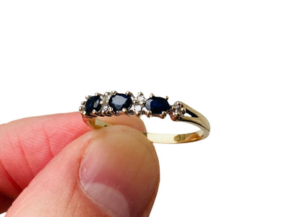 Vintage 9ct Gold Sapphire & Diamond Ring