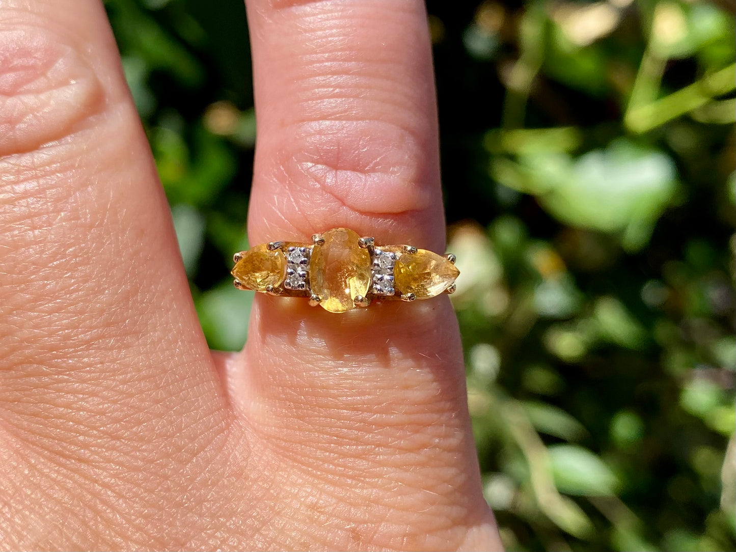 9ct Gold Citrine & Diamond Ring