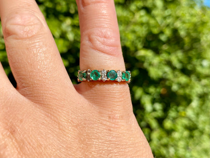 9ct Gold Emerald & Diamond Ring