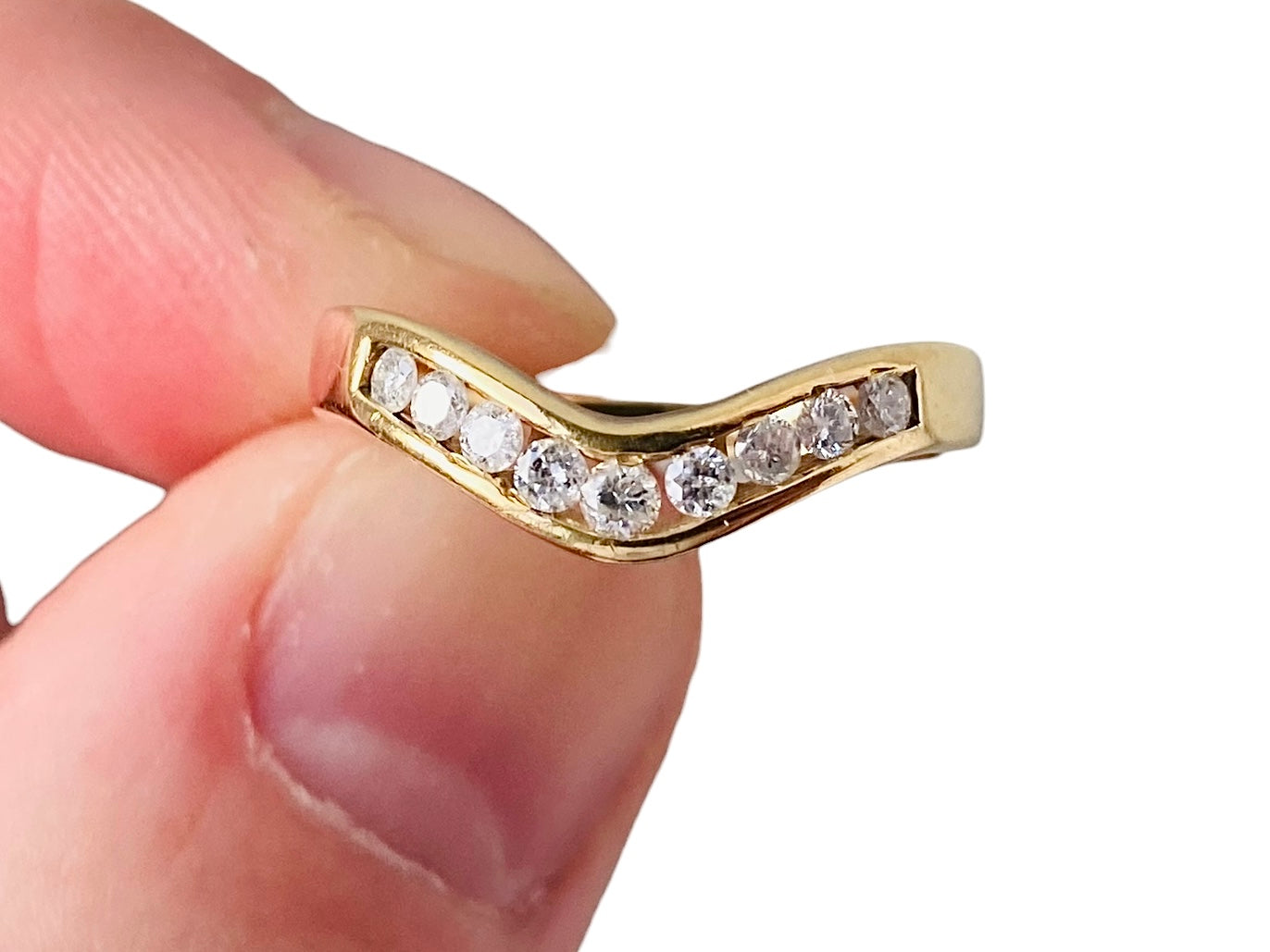 18ct Gold Diamond Wishbone/Chevron Ring