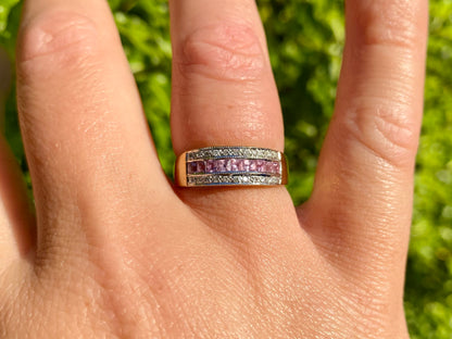 9ct Gold Pink Sapphire & Diamond Ring