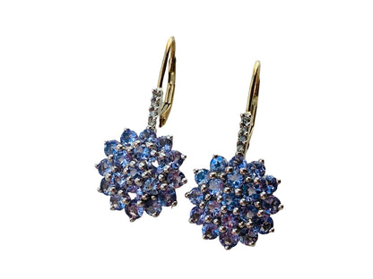 9ct Gold Tanzanite & Diamond Earrings