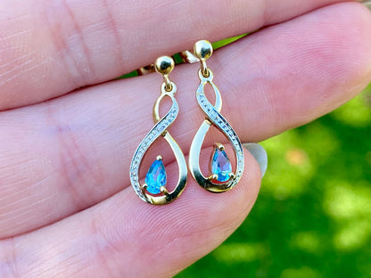 9ct Gold Topaz & Diamond Earrings