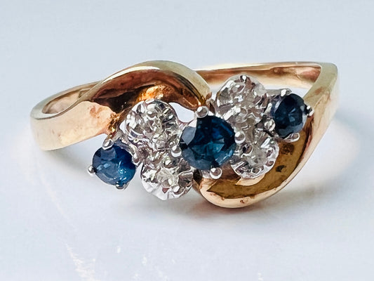 Vintage 9ct Gold Sapphire & Diamond Ring
