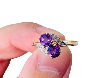 9ct Gold Amethyst & Diamond Ring