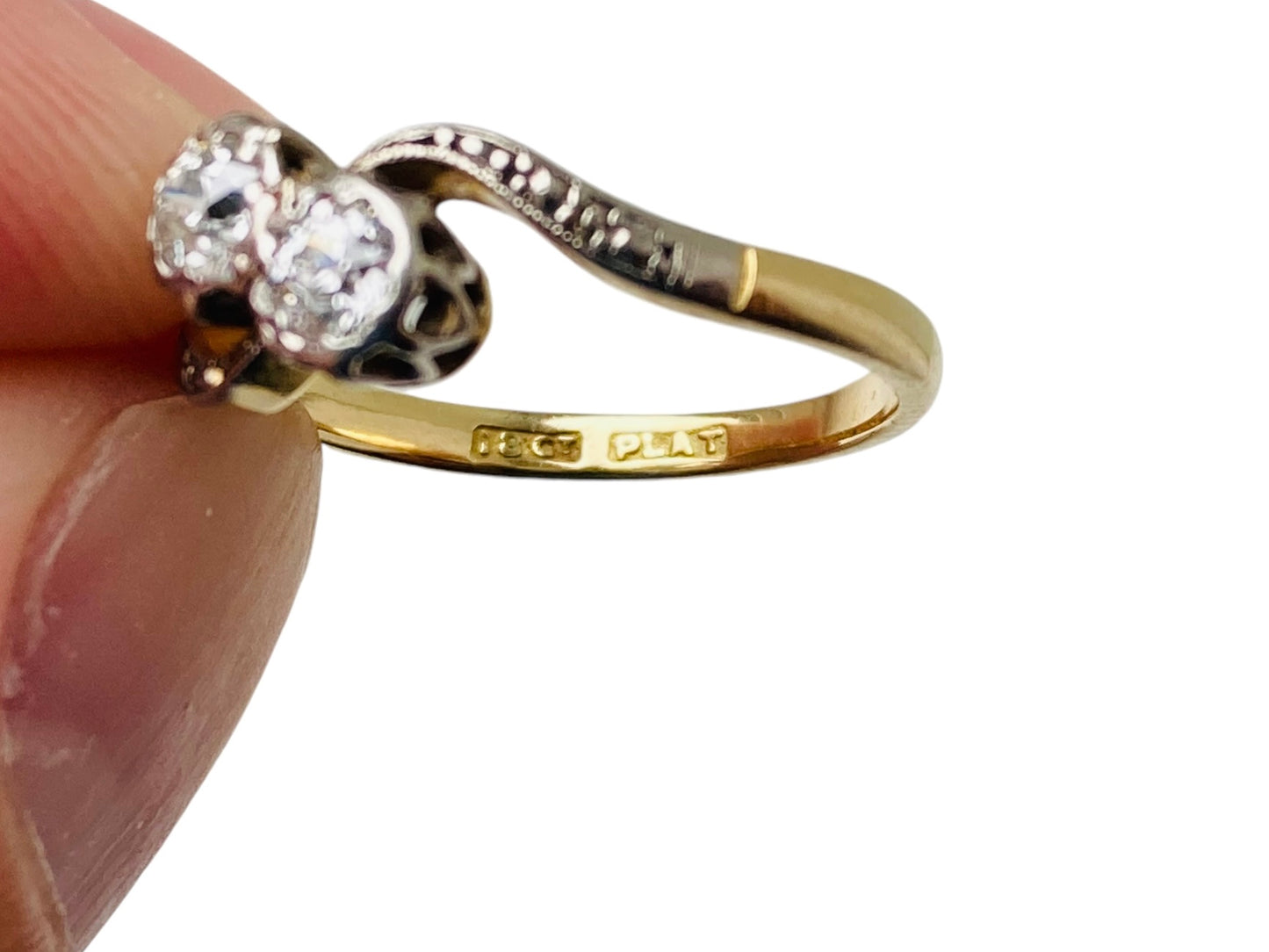 Antique 18ct Gold Toi Et Moi Diamond Ring