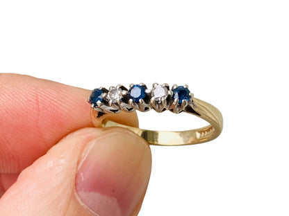 Vintage 9ct Gold Sapphire & Diamond Ring