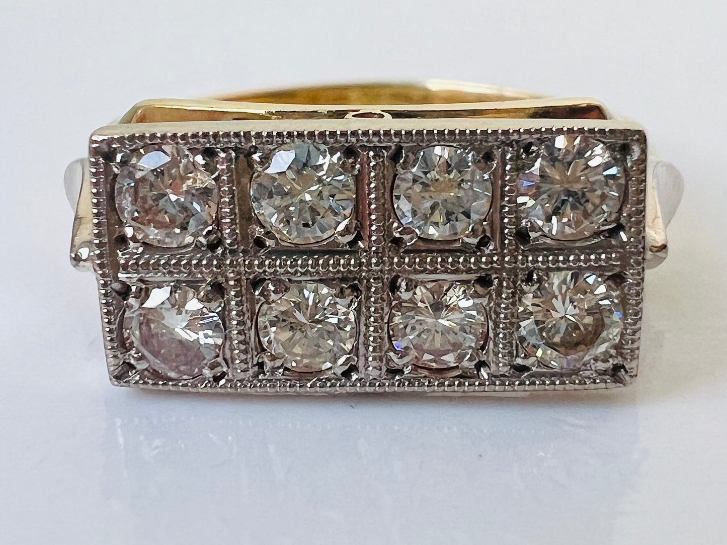 Vintage 18ct Gold Eight-Stone Diamond Ring