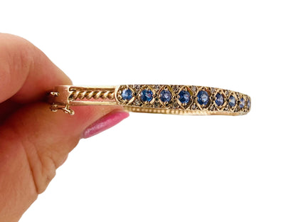 9ct Gold Sapphire & Diamond Bangle