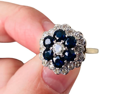 Vintage 18ct Gold Sapphire & Diamond Ring
