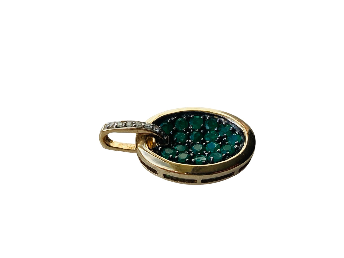 9ct Gold Emerald & Diamond Pendant
